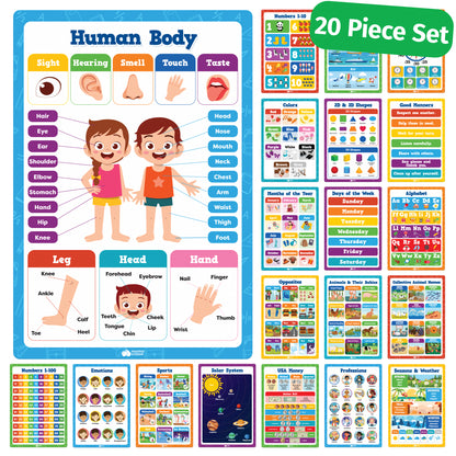 Classroom Posters Set for Preschoolers - 20 Pieces