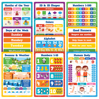 Classroom Posters Set for Preschoolers - 20 Pieces