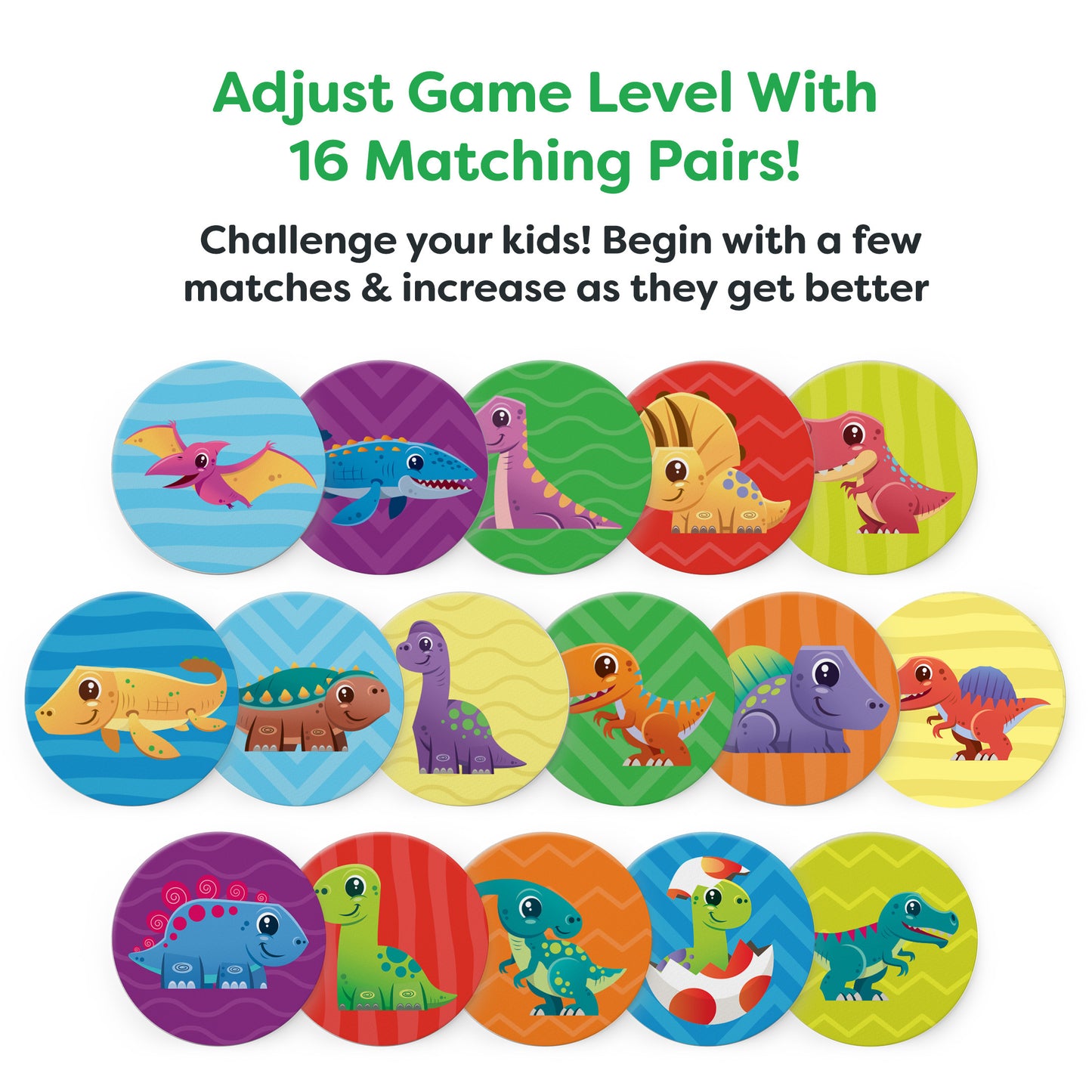 Dinosaur Matching Memory Game - 32 Pieces