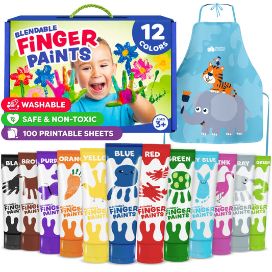 Washable Finger Paints for Kids - 12 Colors
