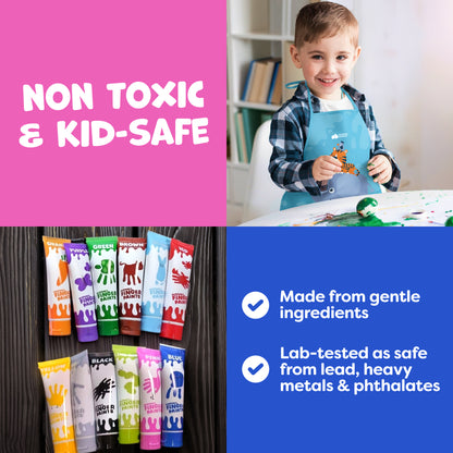 Washable Finger Paints for Kids - 12 Colors