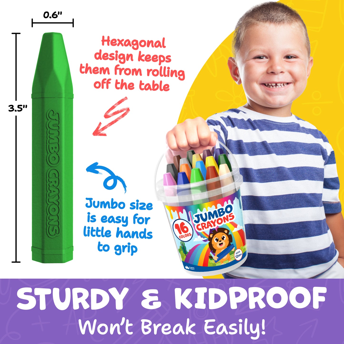 16 Jumbo Washable Crayons