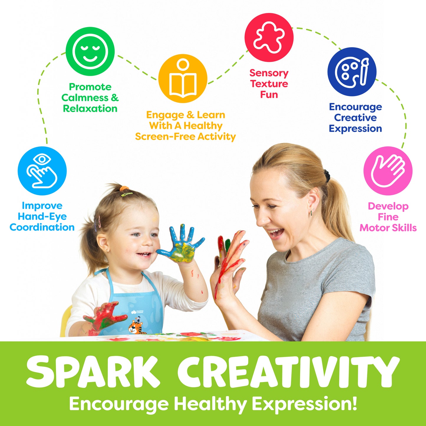 Washable Finger Paints for Kids - 12 Colors