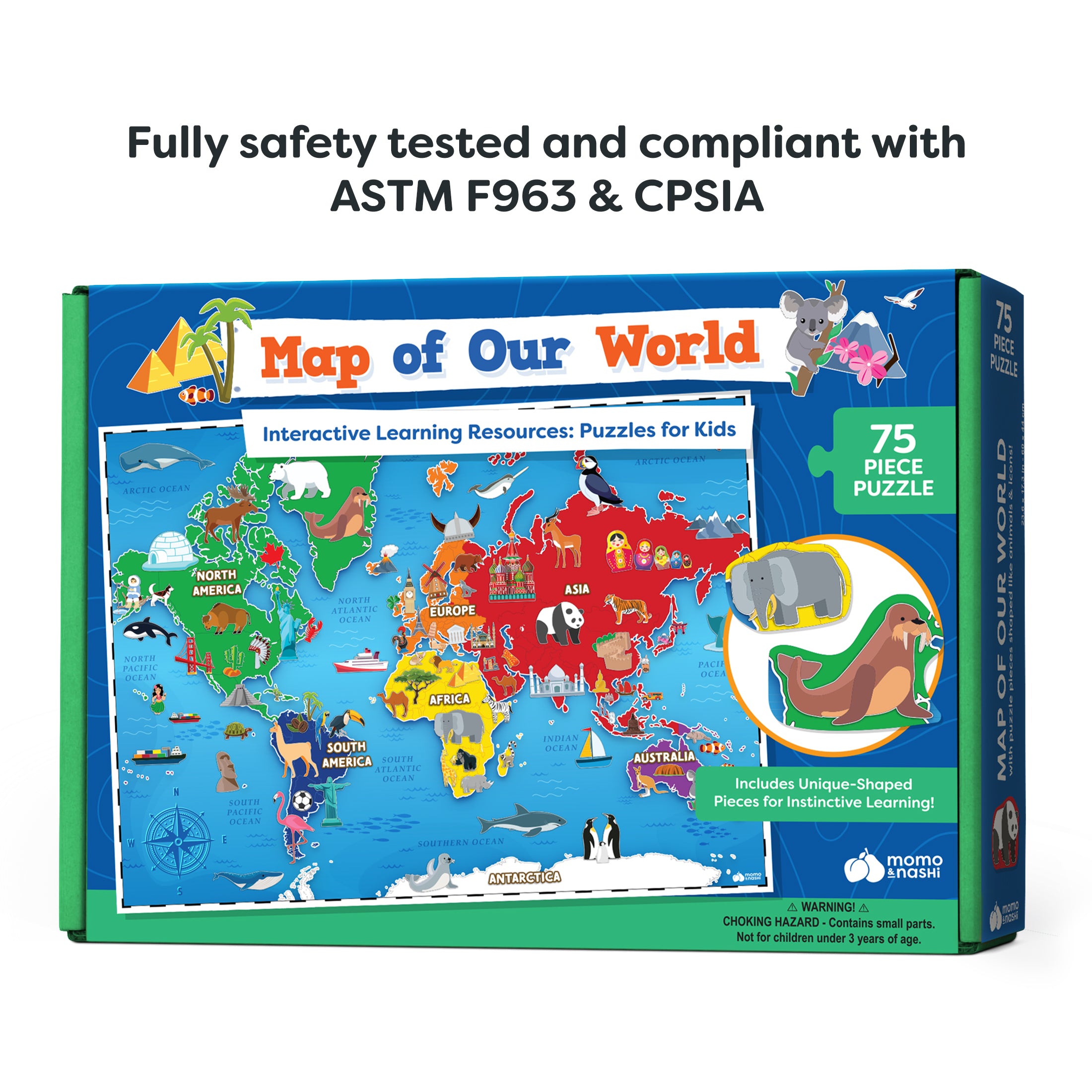 World Map Puzzle - 75 Pieces – Momo & Nashi