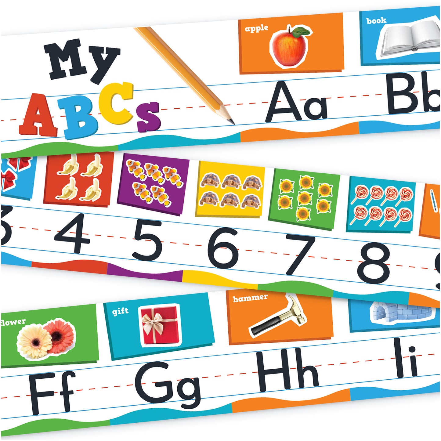 ABC Alphabet & Number Border Posters - 5 Pieces